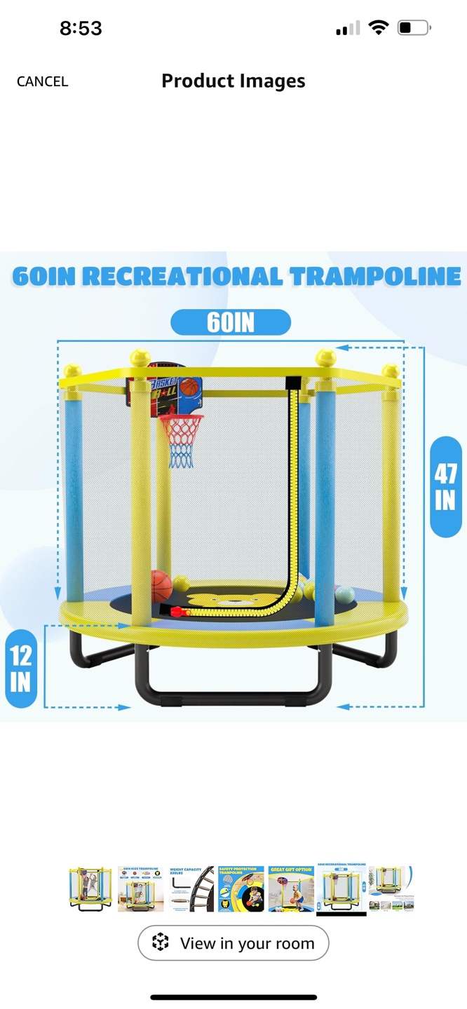 60in Kids Trampoline with Basketball Hoop - photo 2