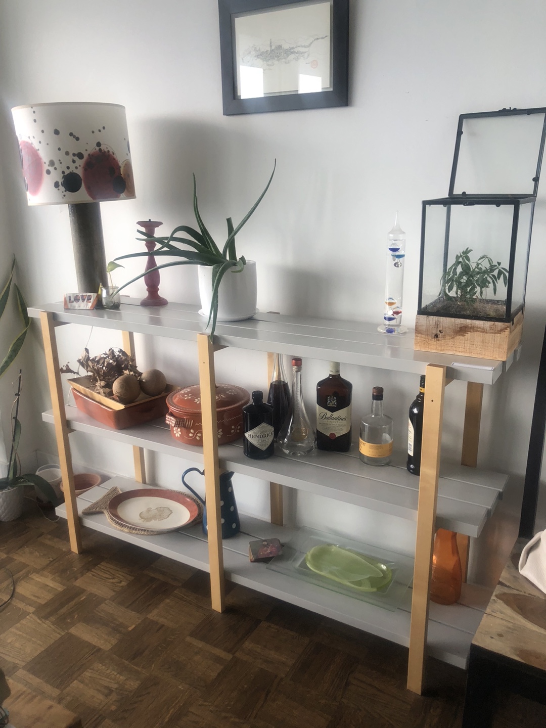 Grey and Wood Shelving Unit