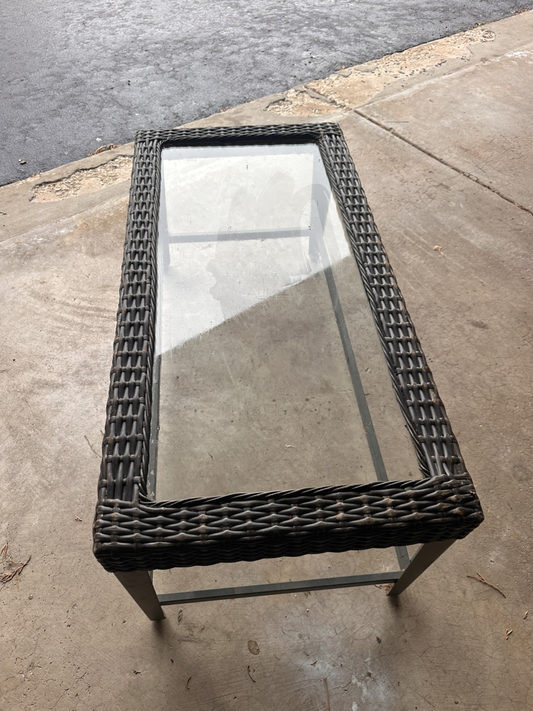 Wicker and Glass Top Coffee Table - photo 2