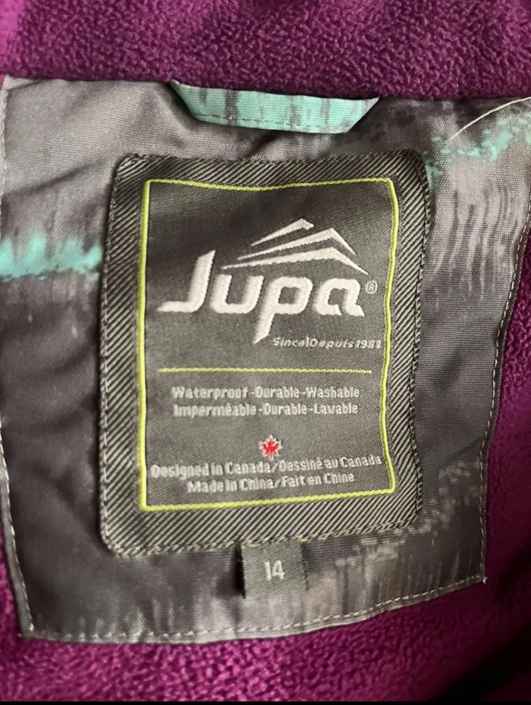 Jupa Girls' Size 14 Purple Snow Pants & Jacket Set image indicator(2)