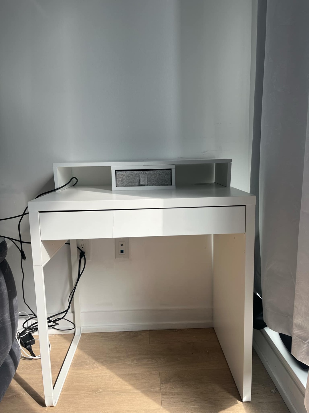 IKEA MICKE DESK WITH MONITOR RISER