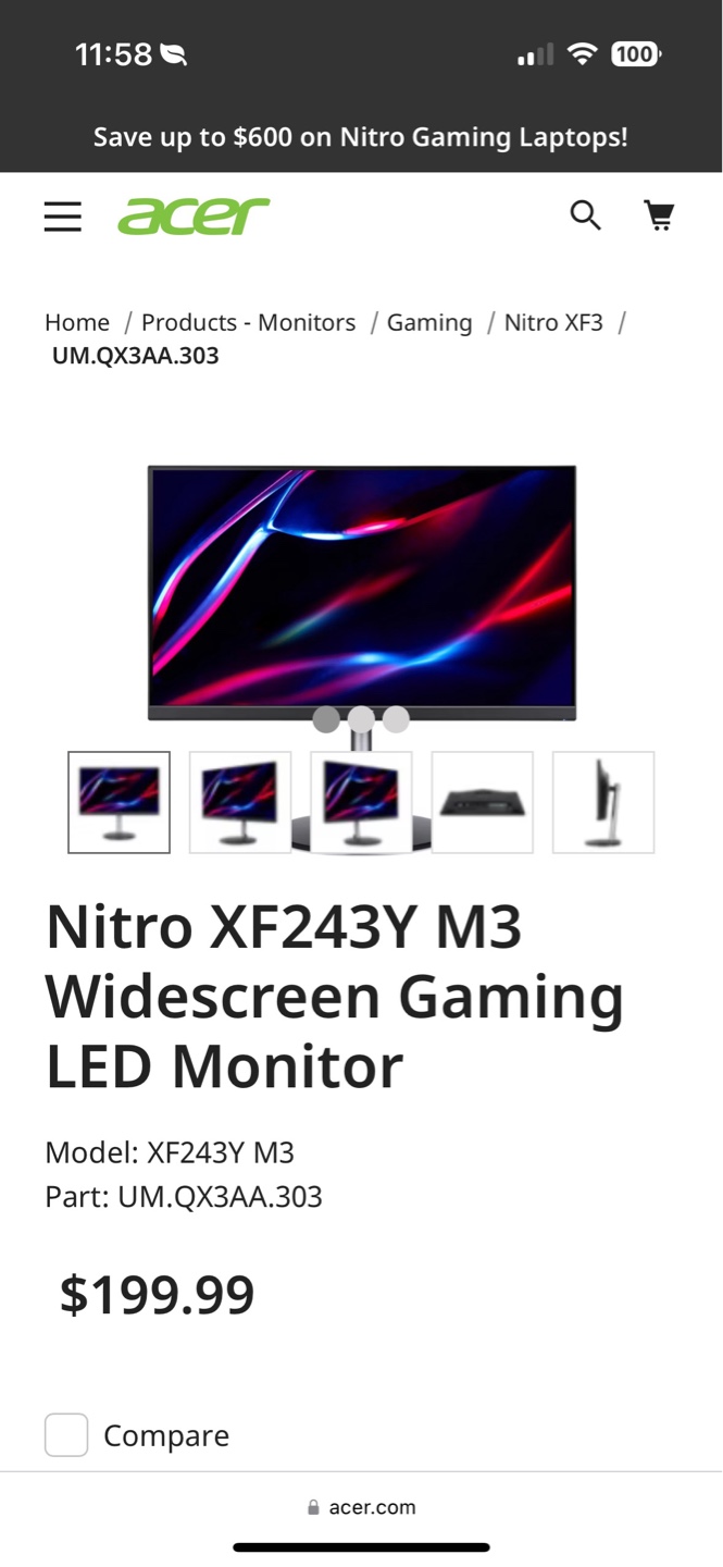 Acer Nitro XF243Y M3 24" Widescreen Gaming LED Monitor - photo 4