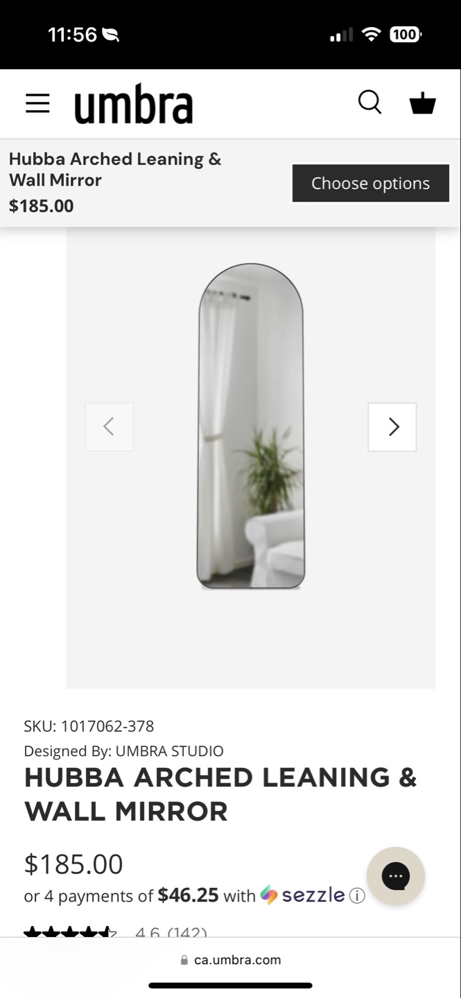 Umbra Hubba Arched Leaning & Wall Mirror - Brand New in Box - photo 3
