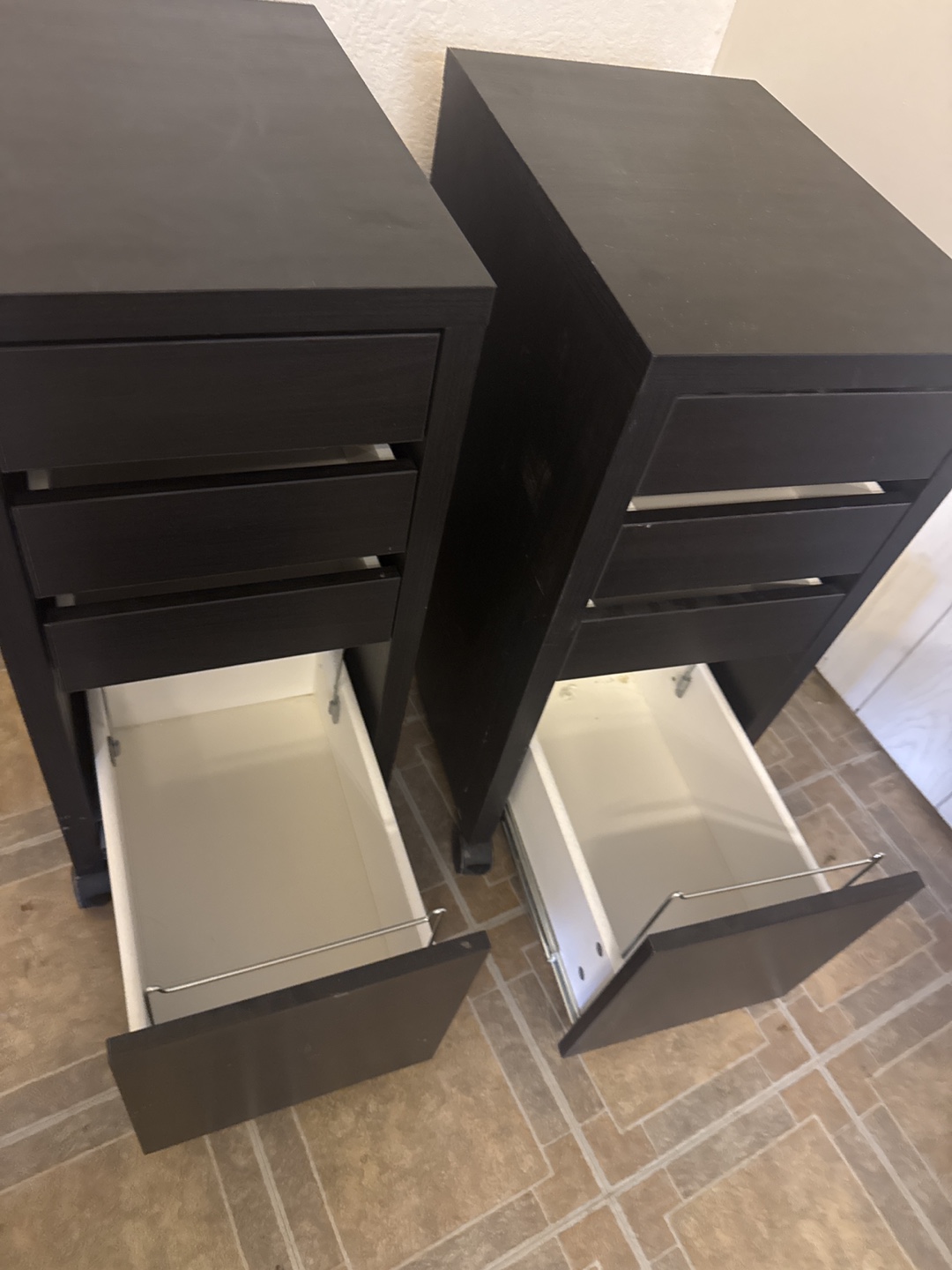 Pair of IKEA Black Rolling File Cabinets - photo 2