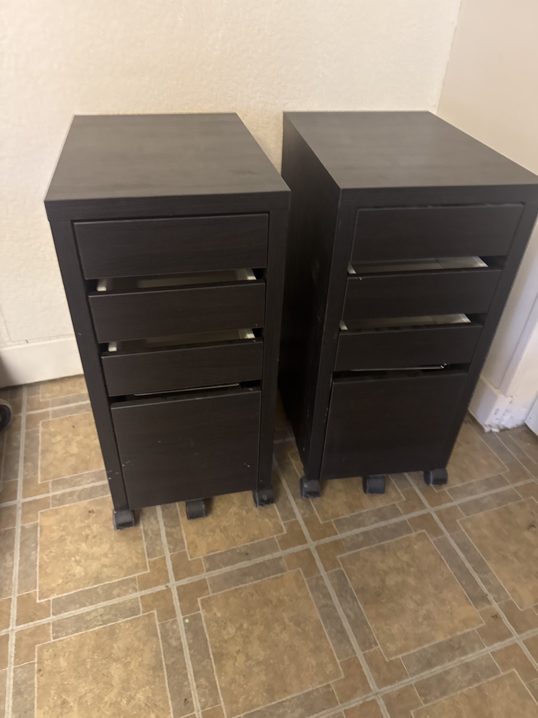 Pair of IKEA Black Rolling File Cabinets