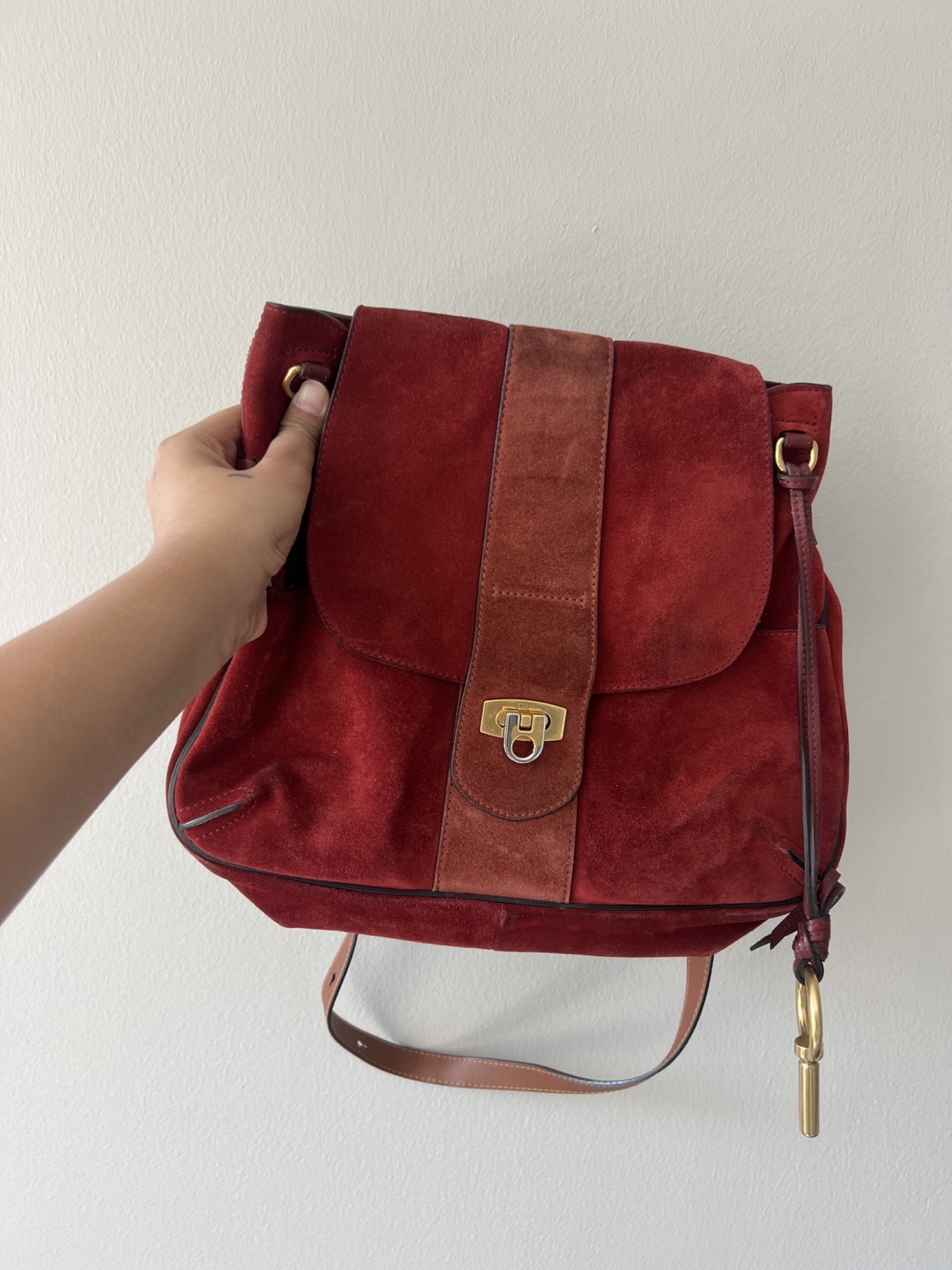 Chloé Red Suede Shoulder Bag