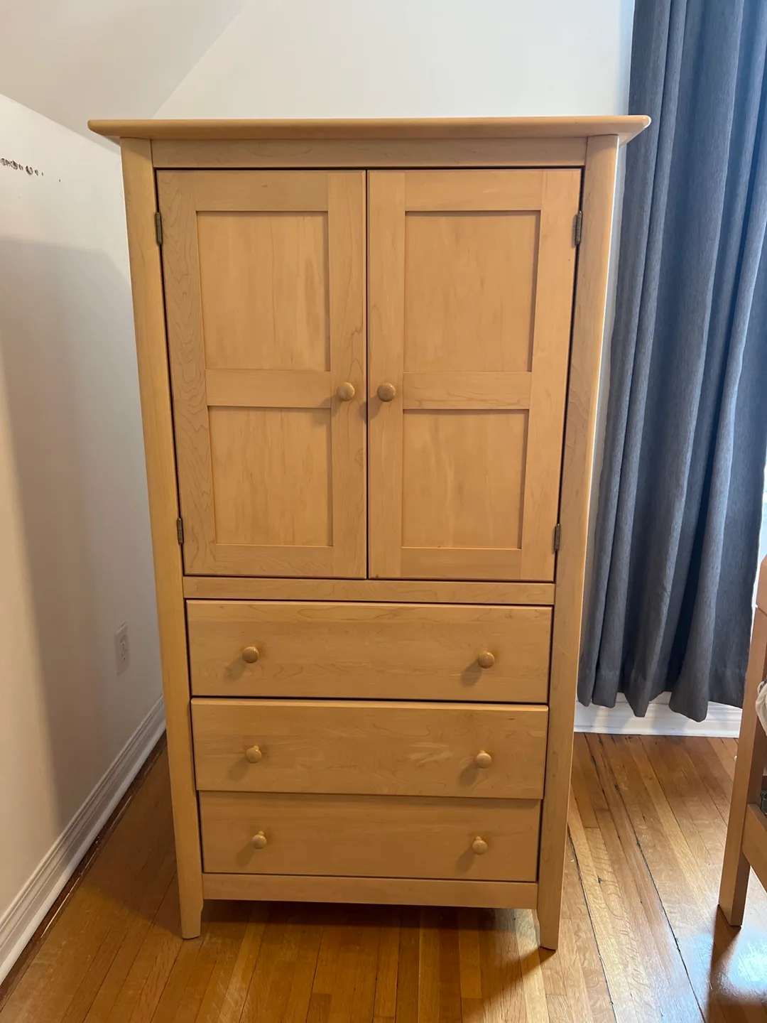 Maple Wood Armoire & Nightstand Set thumbnail