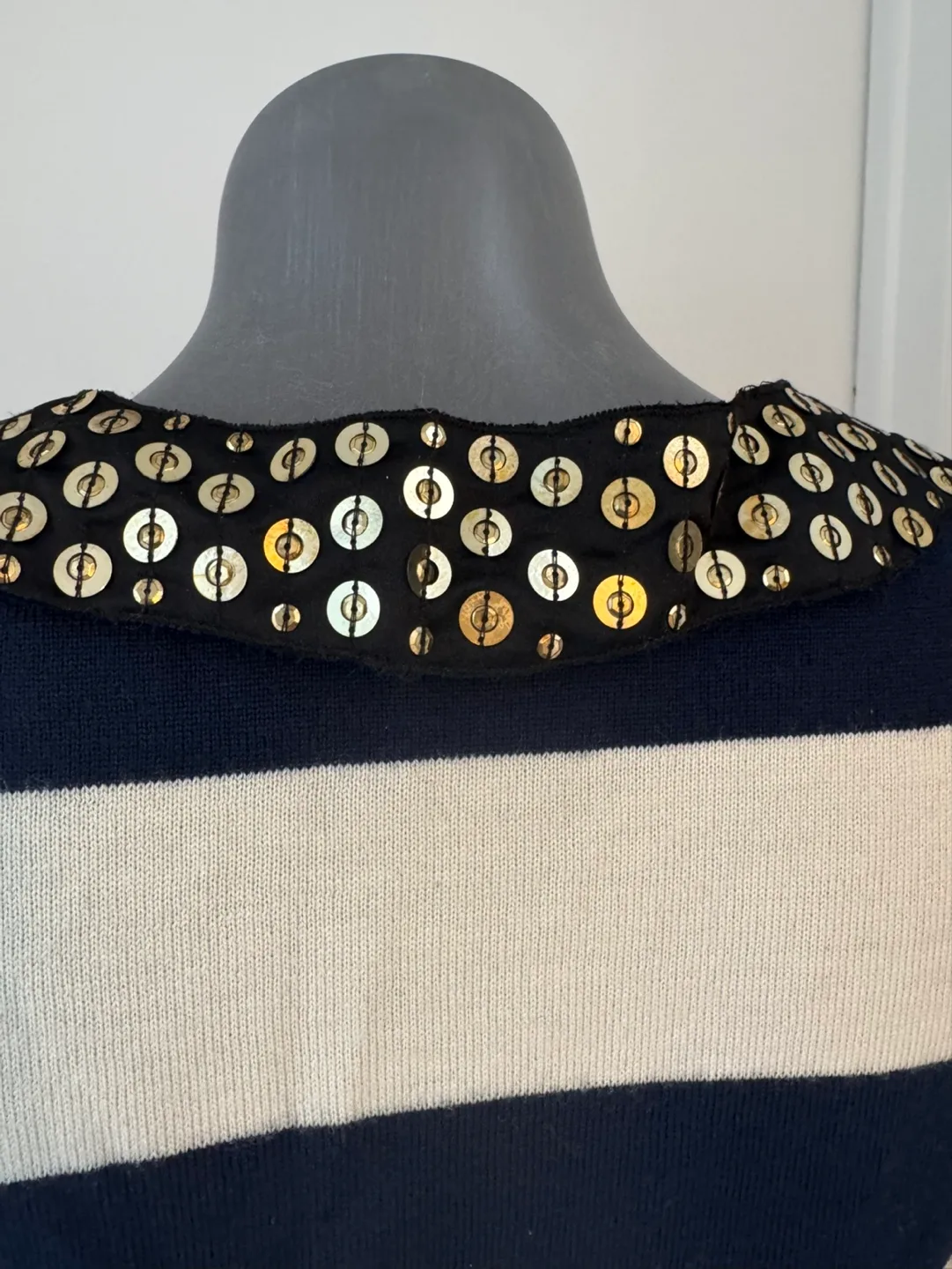 Striped Sweater with Embellished Collar image indicator(4)