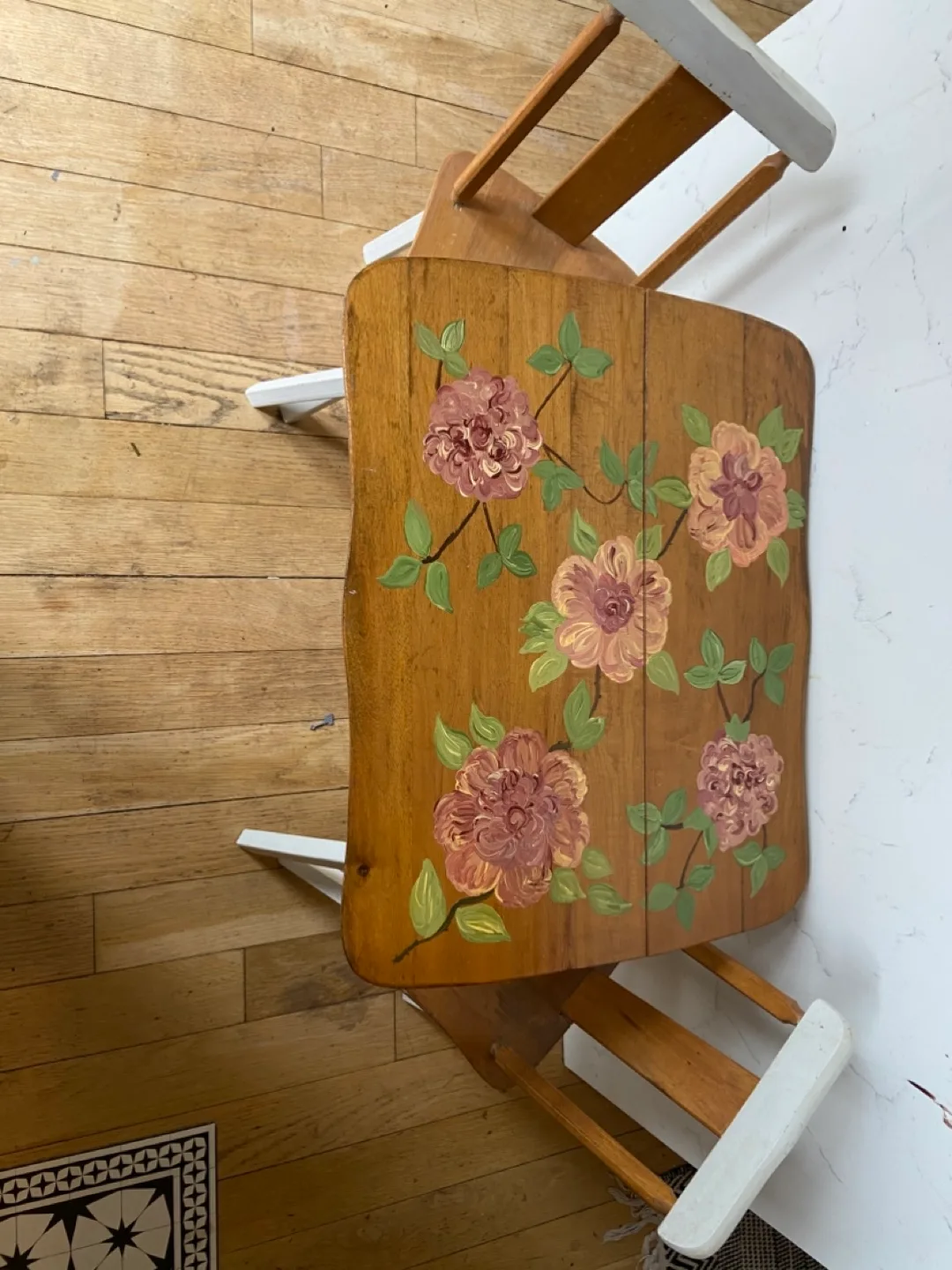 Vintage Children's Table and Chair Set with Floral Design image indicator(6)