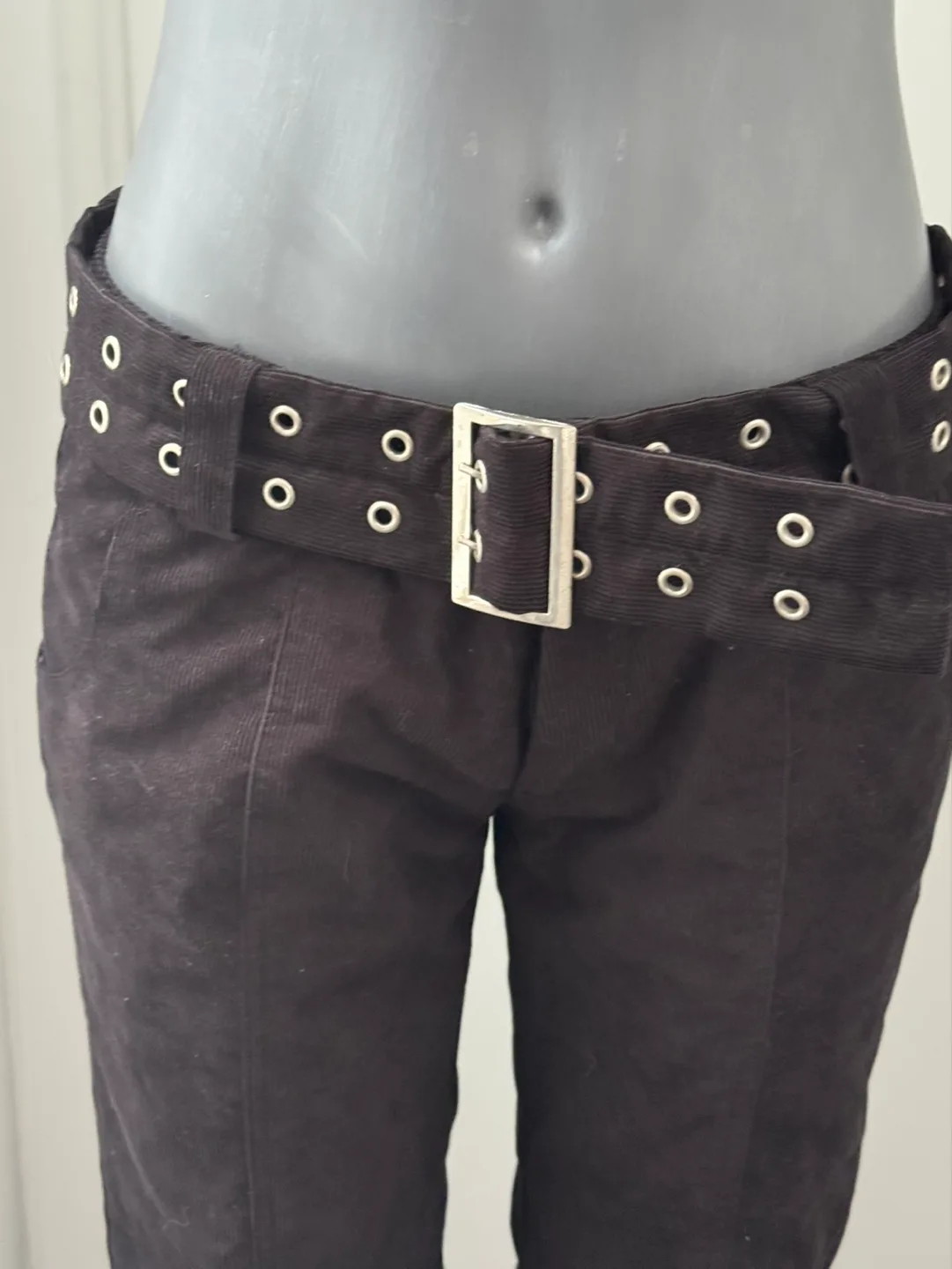 Brown Corduroy Ski Pants with Belt image indicator(2)