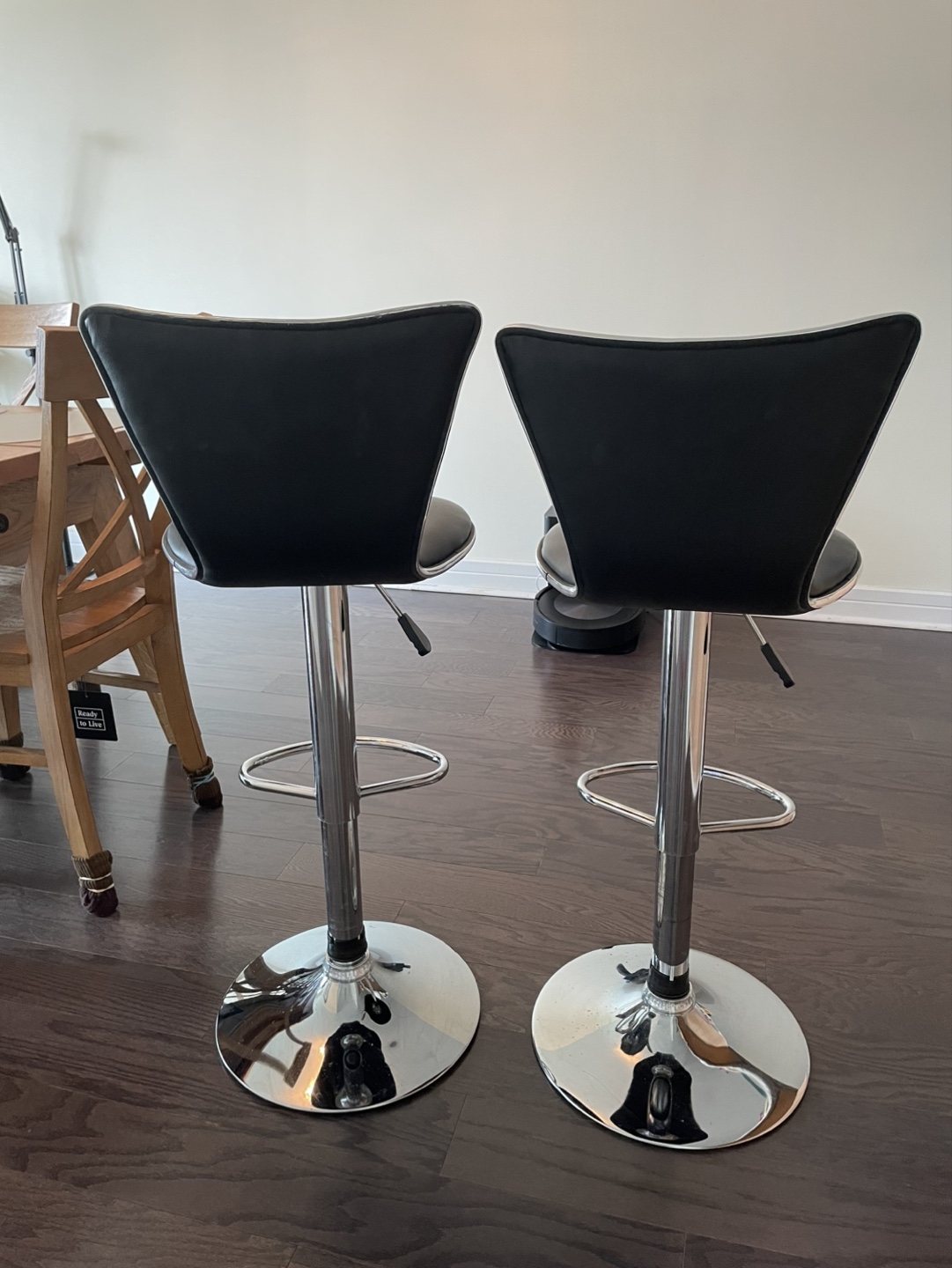 Pair of Adjustable Black Bar Stools - photo 2