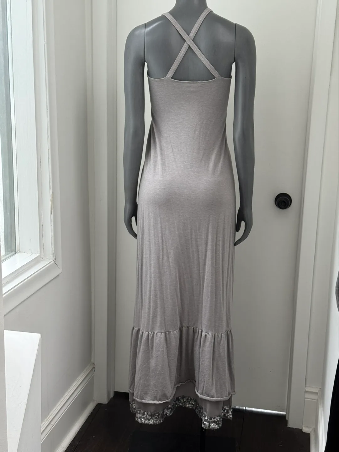 Grey Maxi Dress with Sequined Hem image indicator(2)