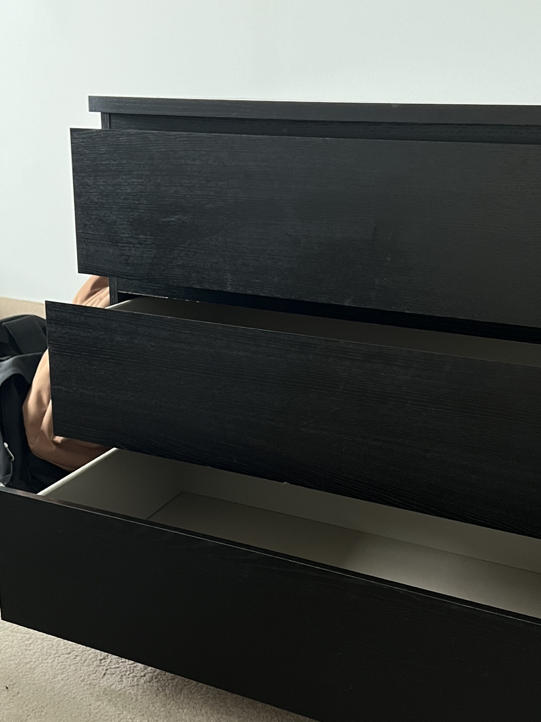 IKEA MALM 3-Drawer Dresser - Black-Brown