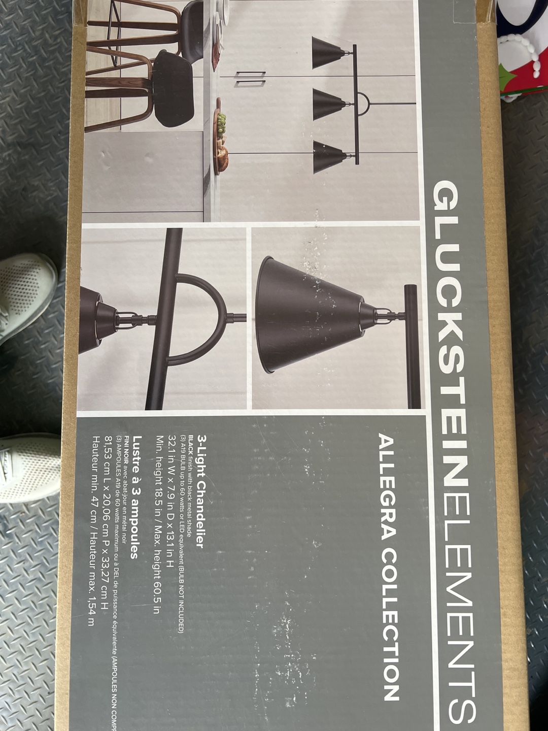 GluckStein Elements Allegra Collection 3-Light Chandelier