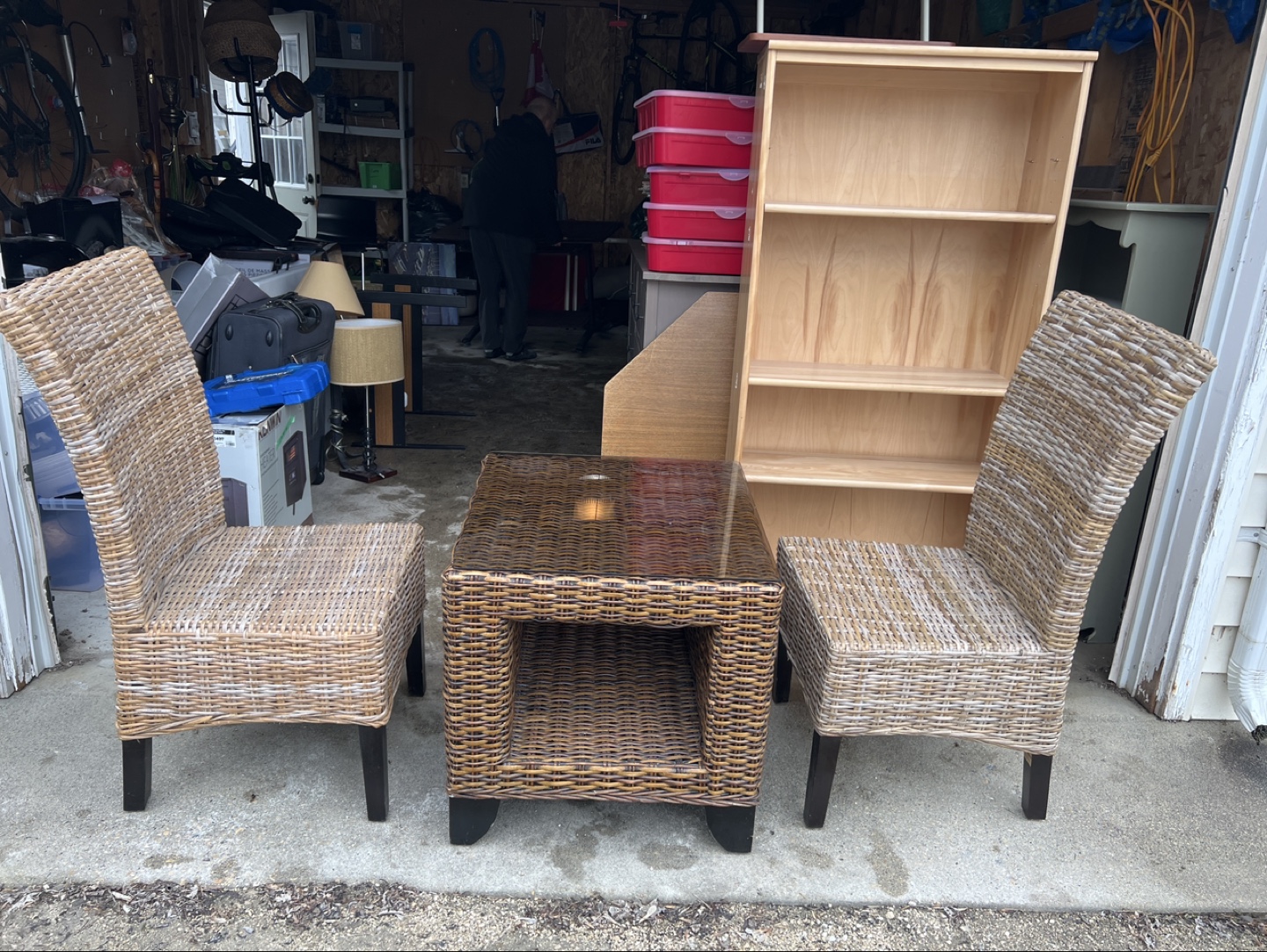 Wicker Patio Set - 2 Chairs & Coffee Table