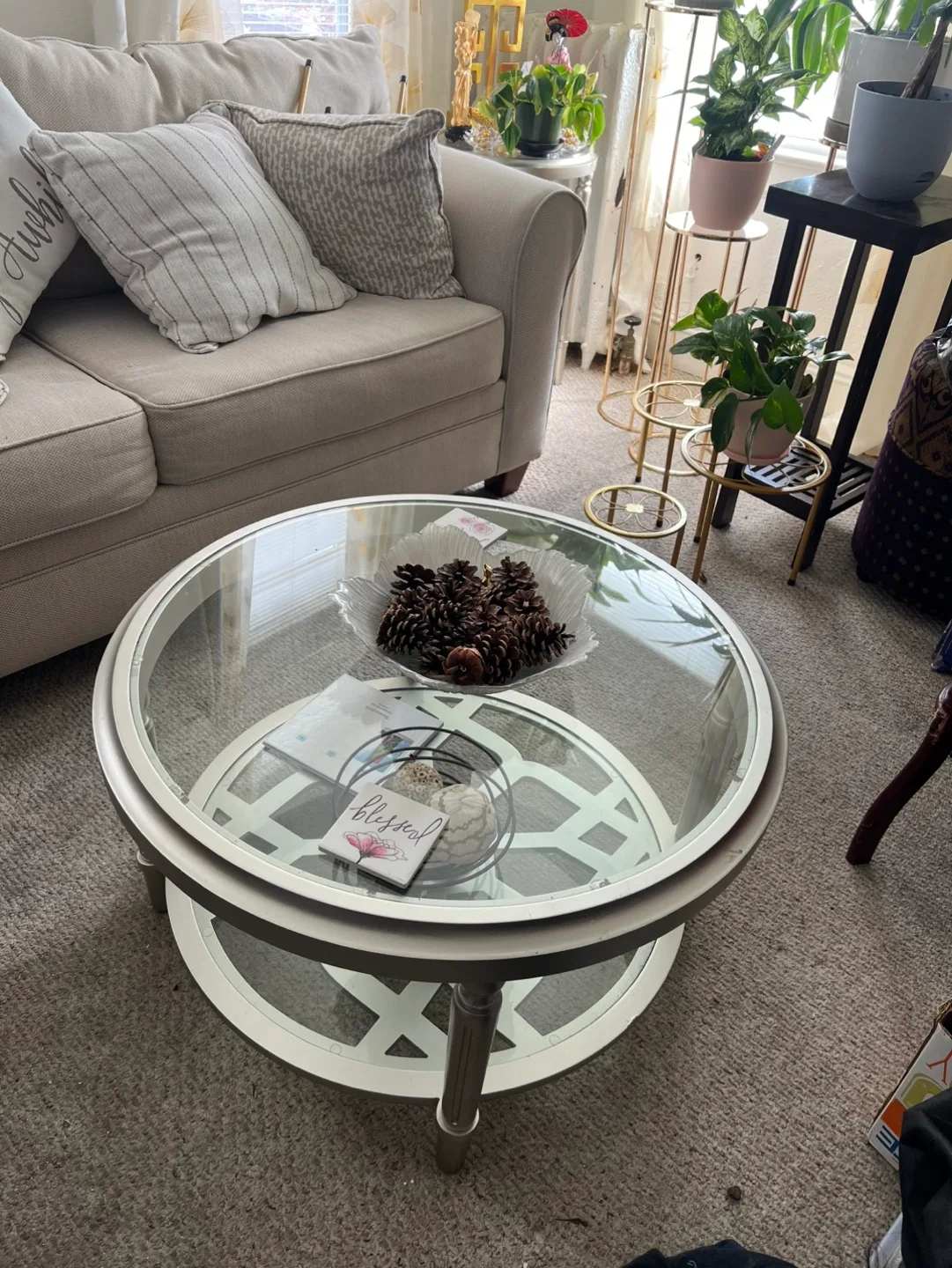 Silver Glass Top Two-Tier End Table image indicator(4)