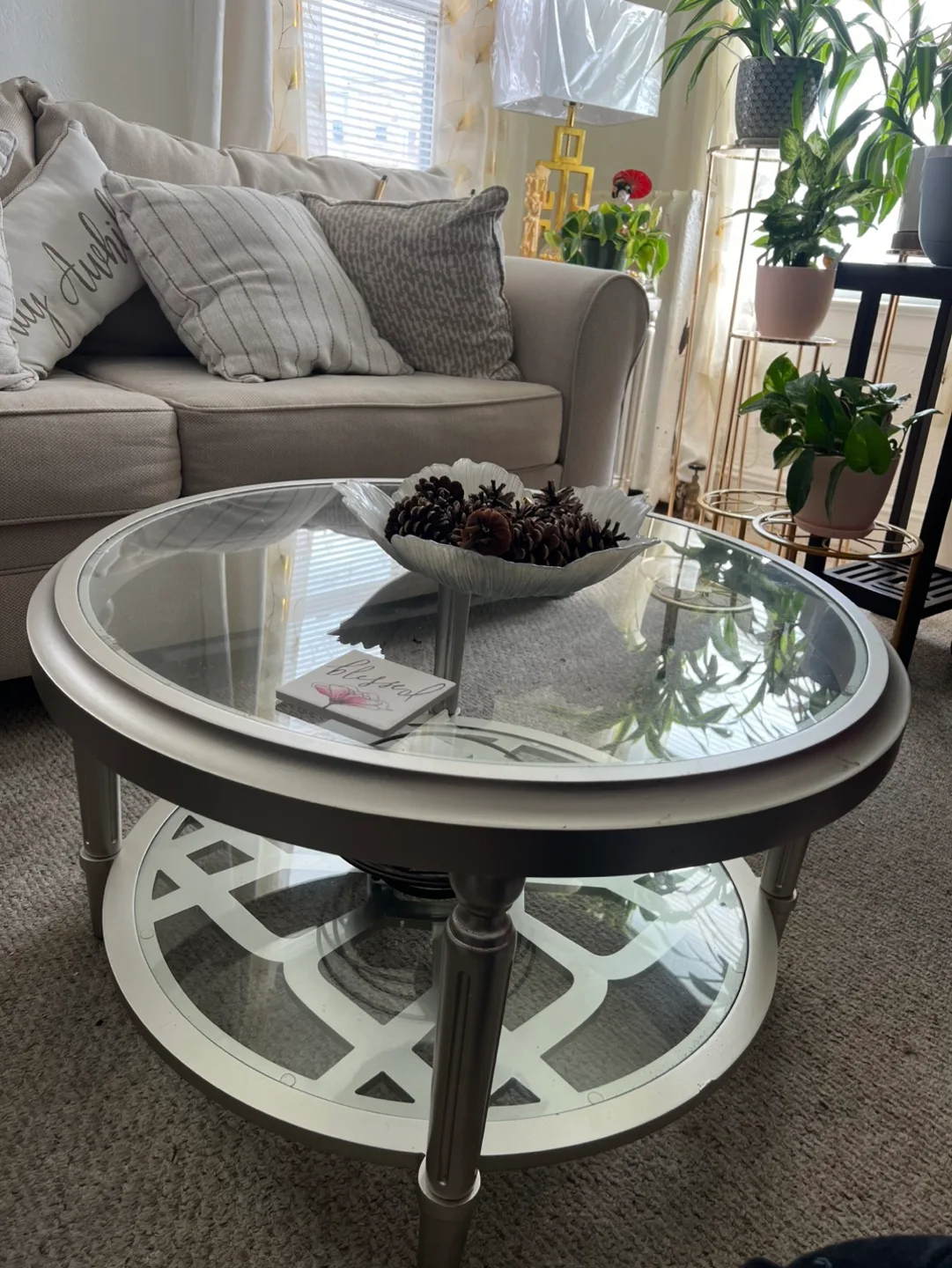 Silver Glass Top Two-Tier End Table image indicator(7)