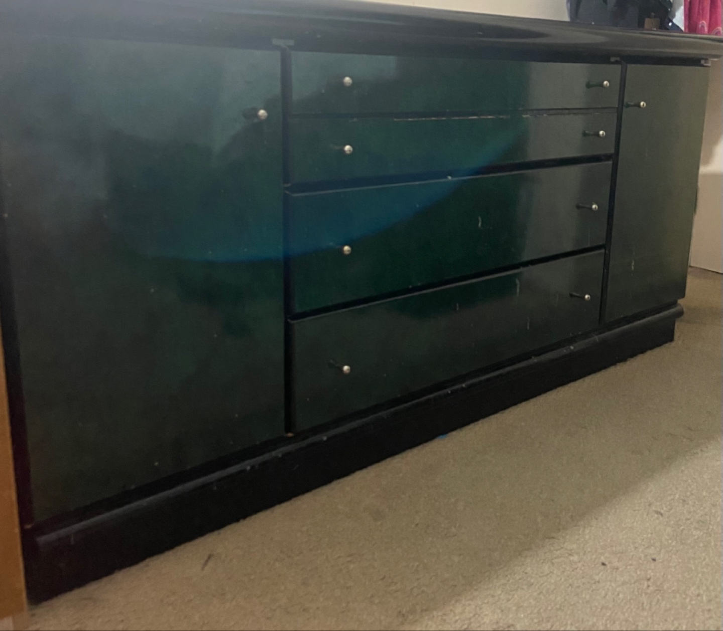 Dark Green Dresser with Three Drawers