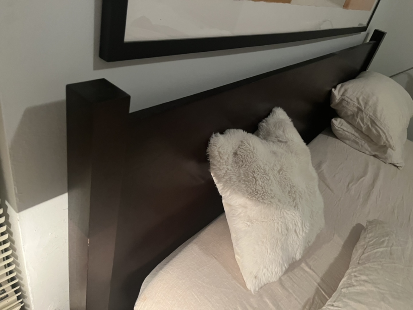 Dark Brown Wooden King Size Bed Frame