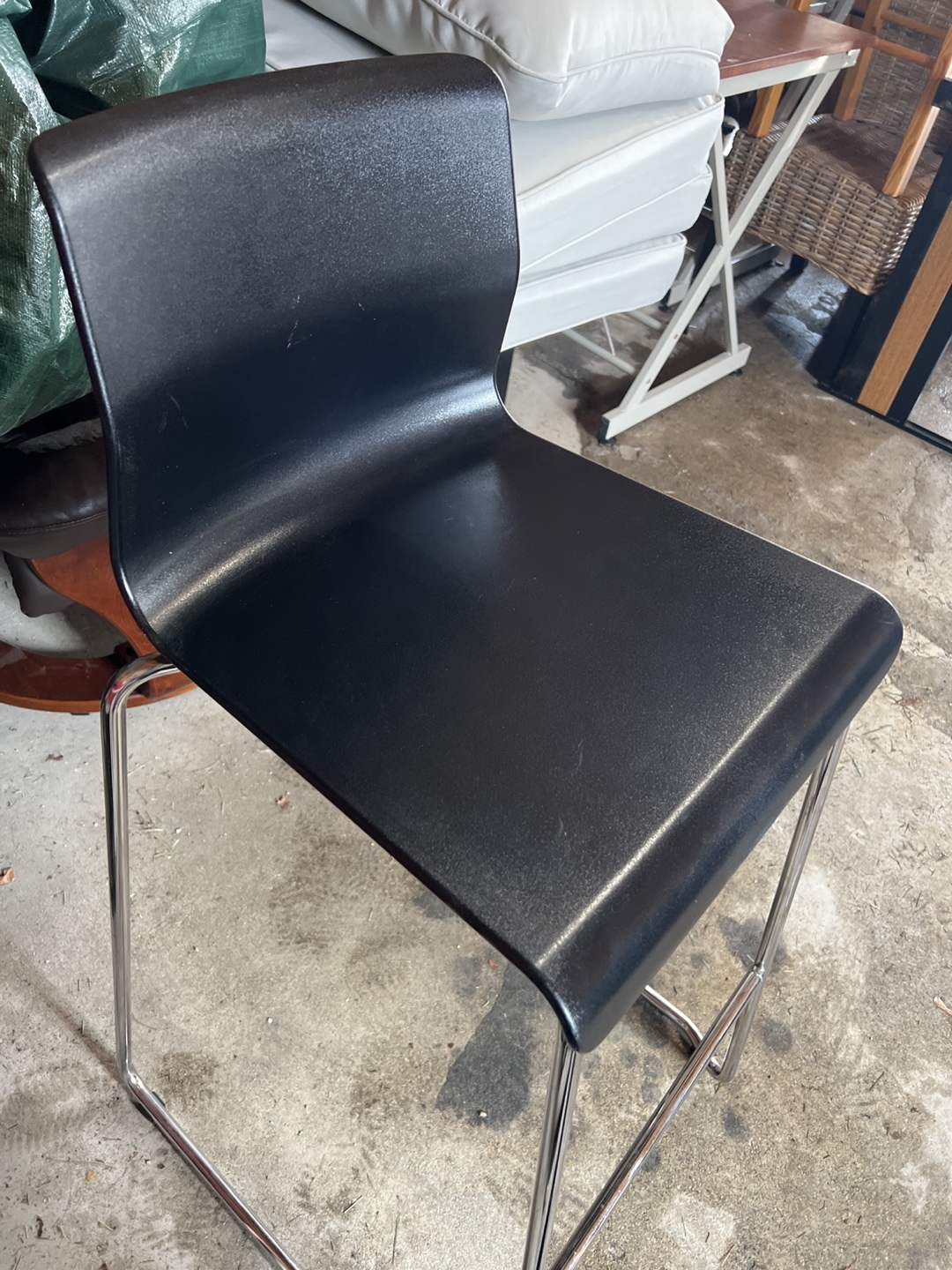 Black Counter Stool with Chrome Legs - photo 3