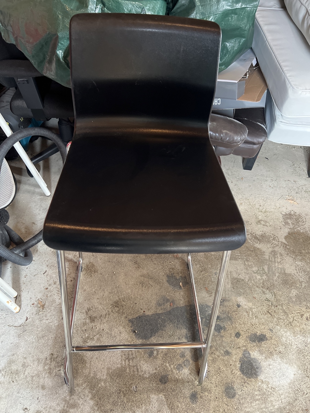 Black Counter Stool with Chrome Legs