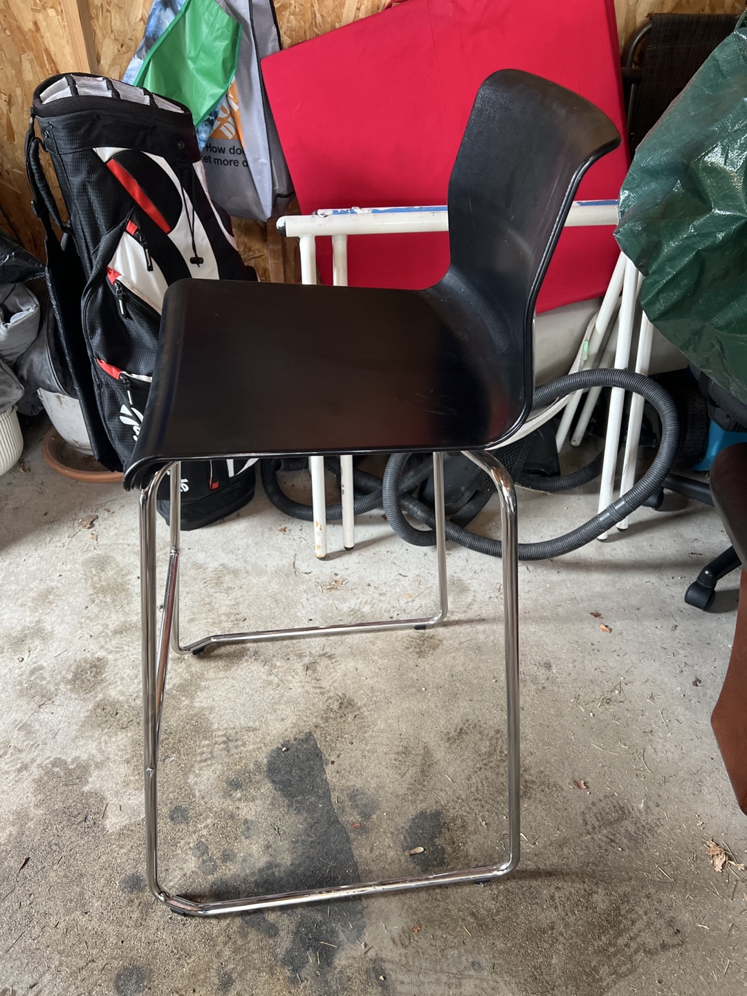 Black Counter Stool with Chrome Legs - photo 2