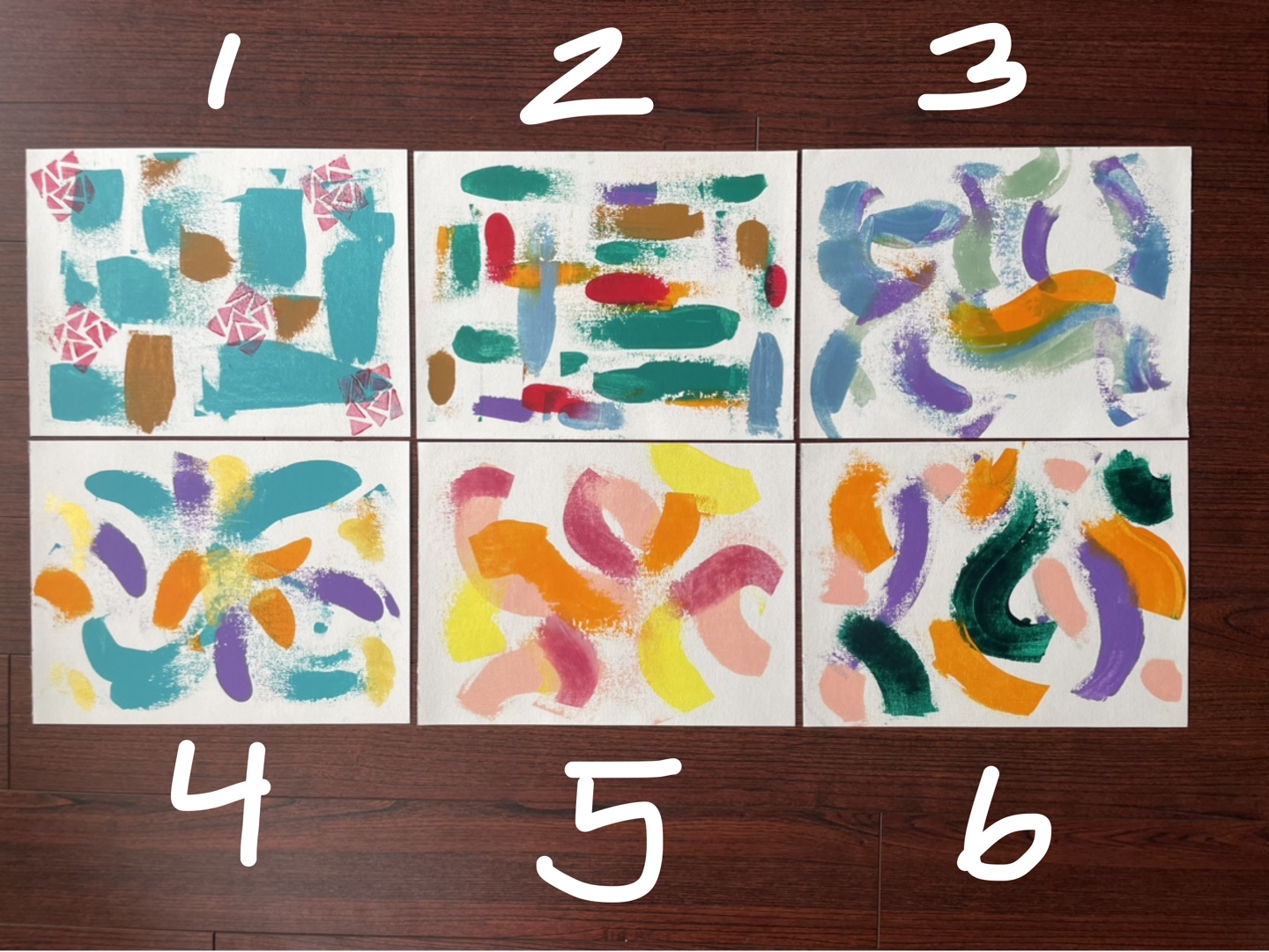 6 Original Abstract Acrylic Paintings