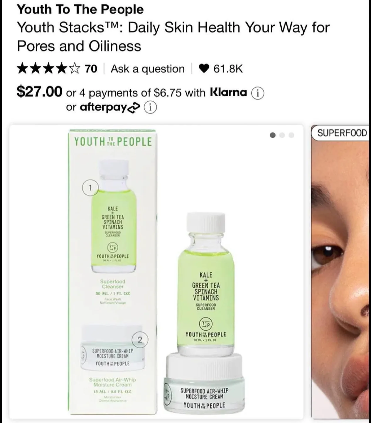 NEW Youth to the People cleanser & moisturizer mini set image indicator(2)