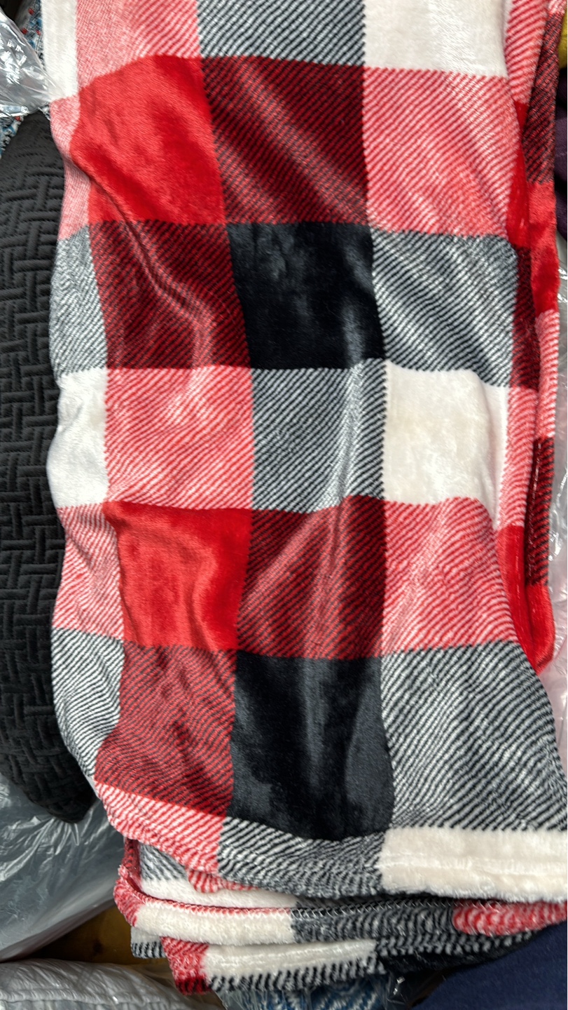 Red, Black and White Buffalo Check Plush Throw Blanket