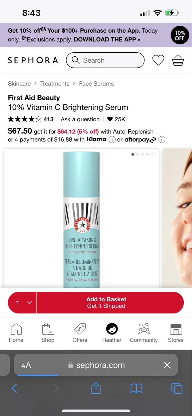 First Aid Beauty 10% Vitamin C Brightening Serum, retails $67+ image indicator(2)