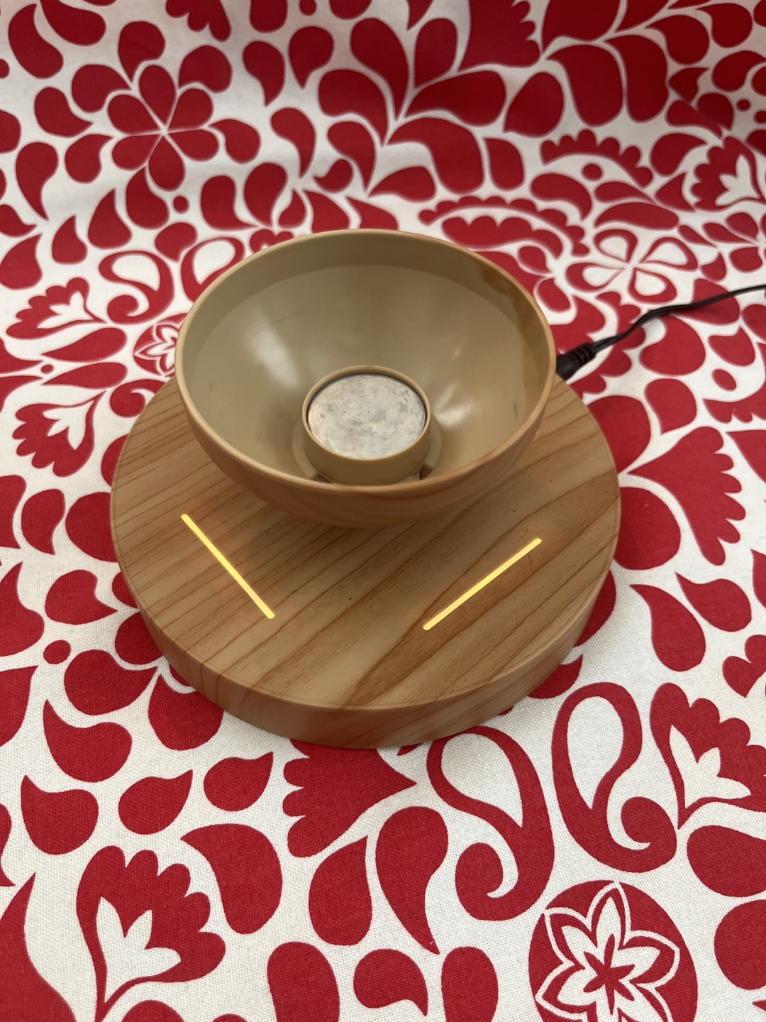 Floating Bowl with Wooden Base