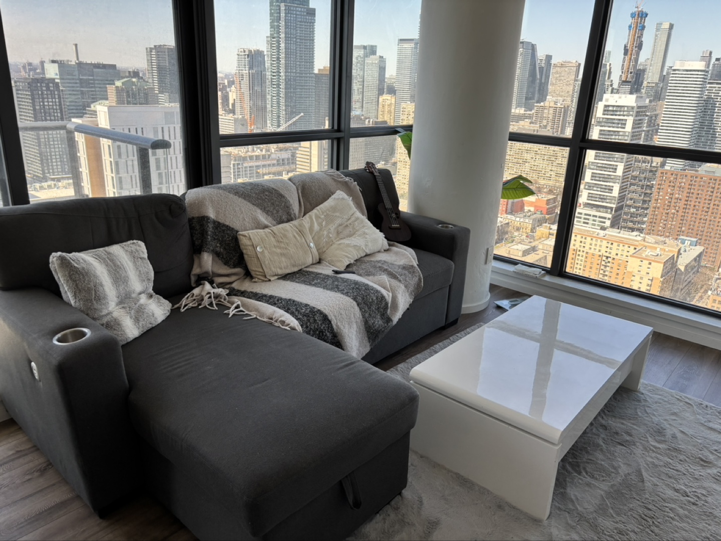 Grey Sectional Sofa with Cup Holders - photo 4