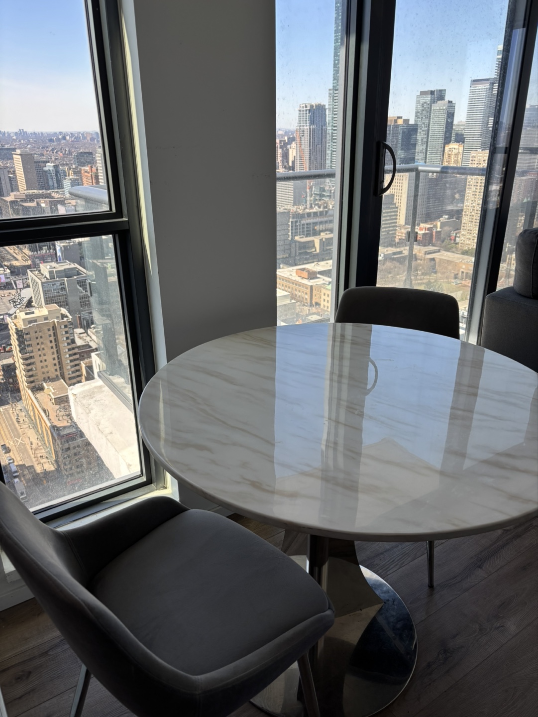 Round Marble Dining Table with Two Chairs - photo 2