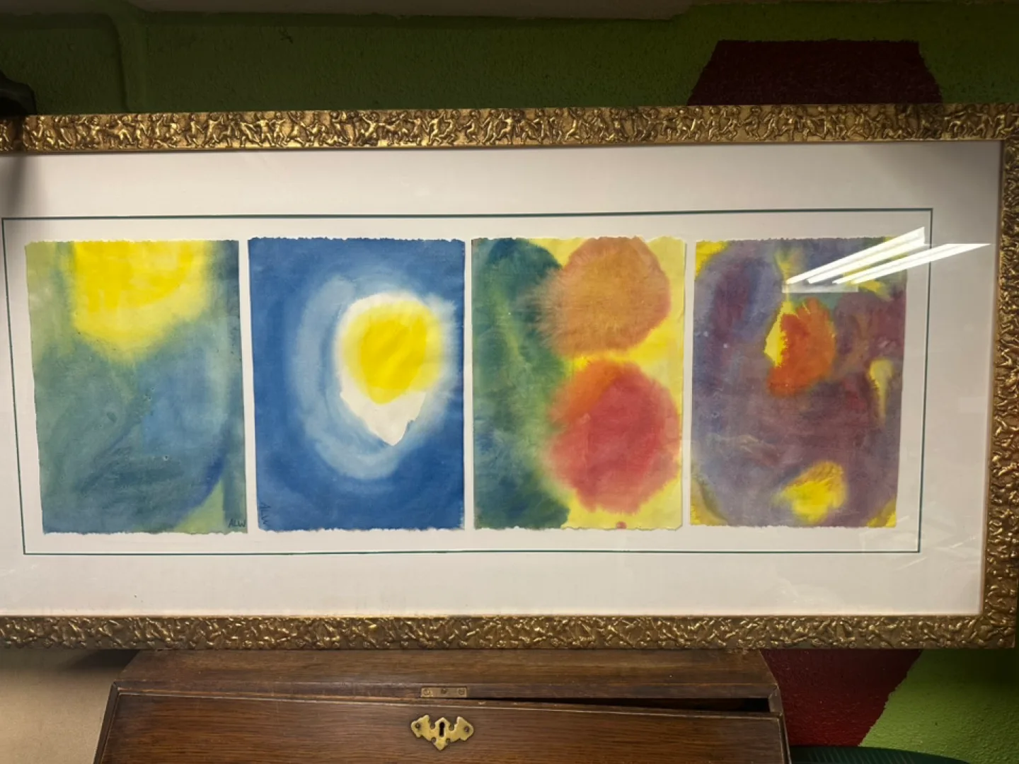 Framed Abstract Watercolor Painting - Four Panels thumbnail