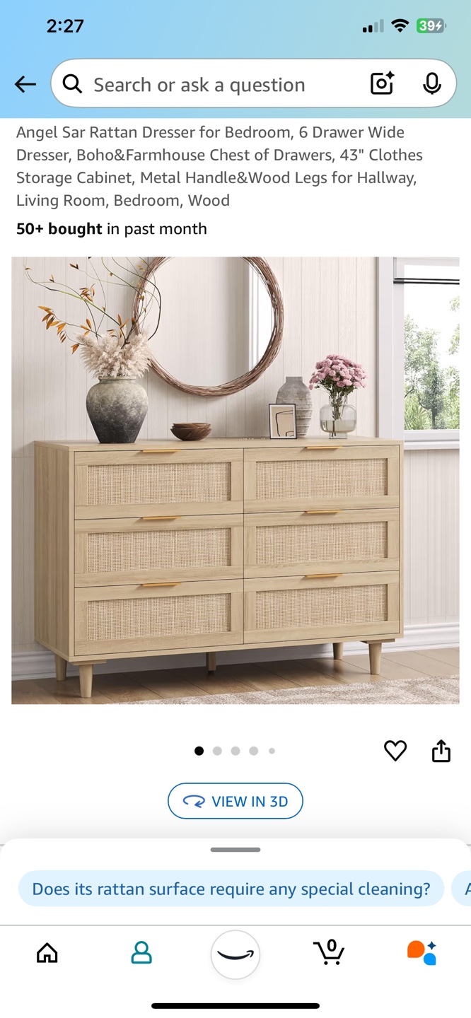 Angel Sar Rattan 6-Drawer Dresser - photo 4
