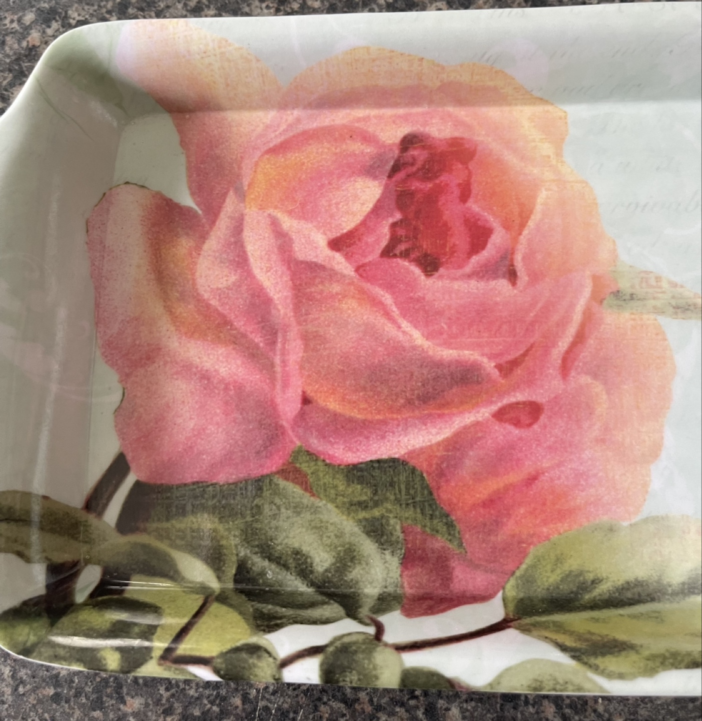 Decorative Serving Tray - Pink Rose and Bird Design - photo 2