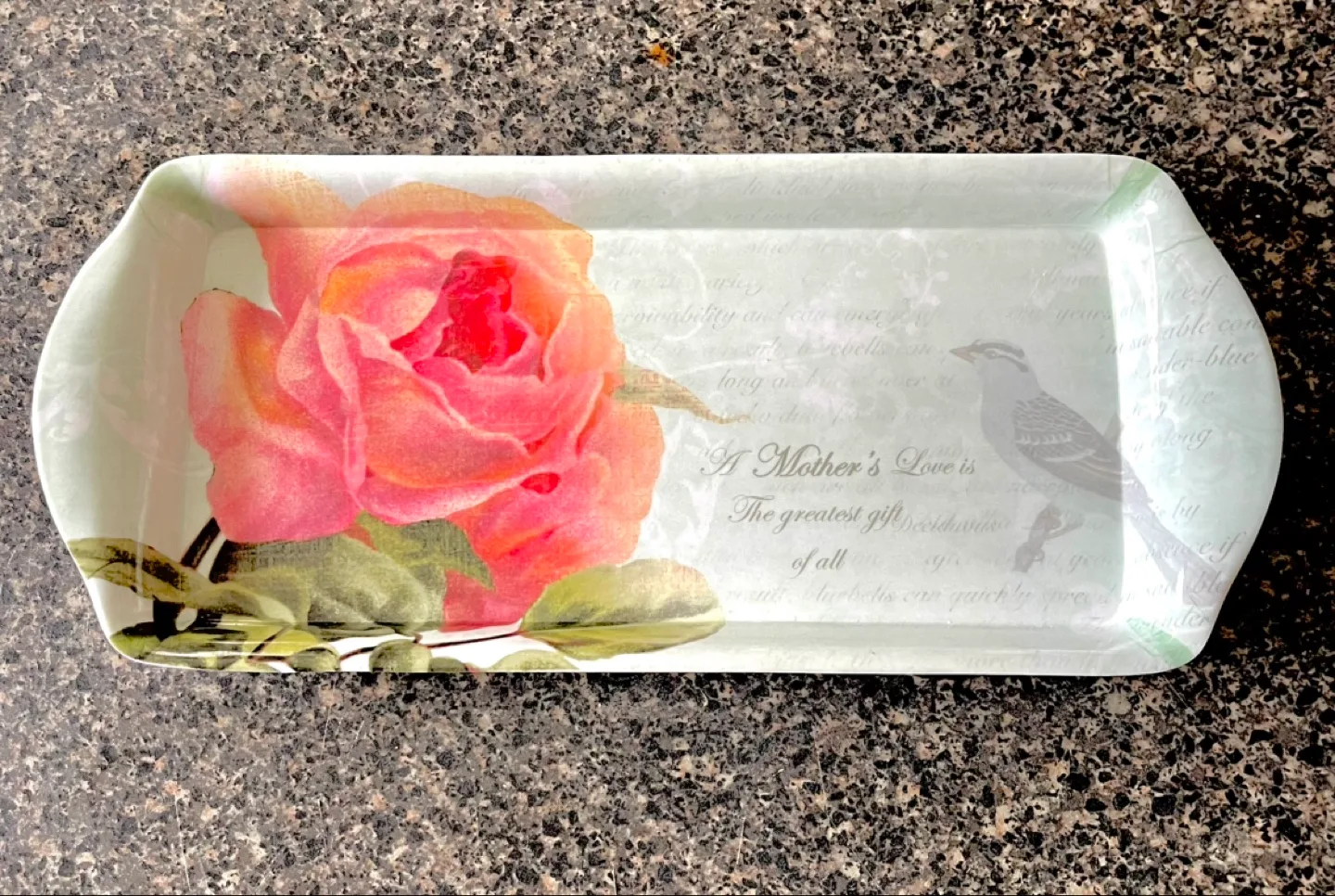Decorative Serving Tray - Pink Rose and Bird Design image indicator(4)