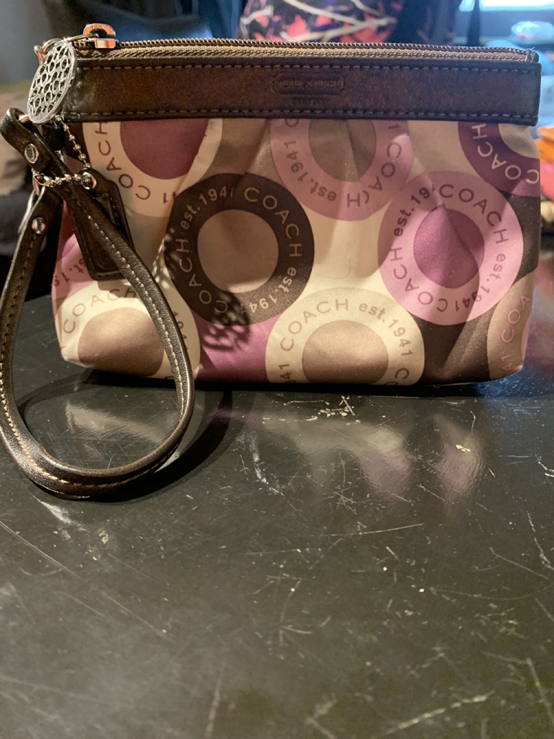 Coach Wristlet - Purple and Beige Circles