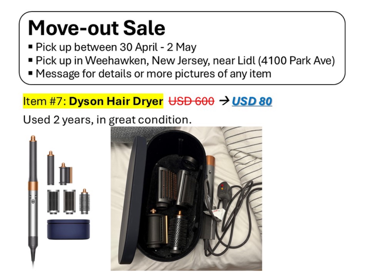 Dyson Hair Dryer with Attachments - Gently Used