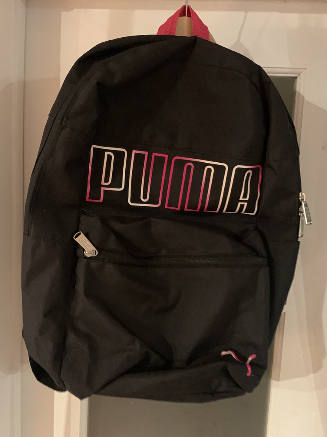 Puma Black Backpack with Pink Accents