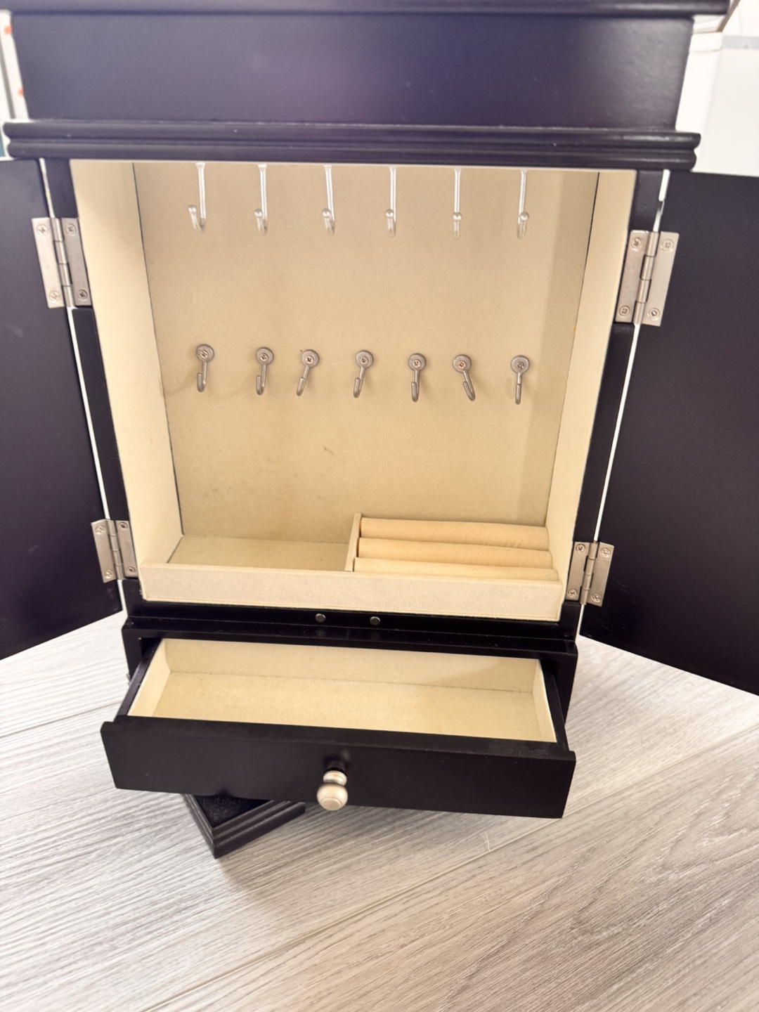 Black Wooden Jewellery Armoire with Drawer - photo 3