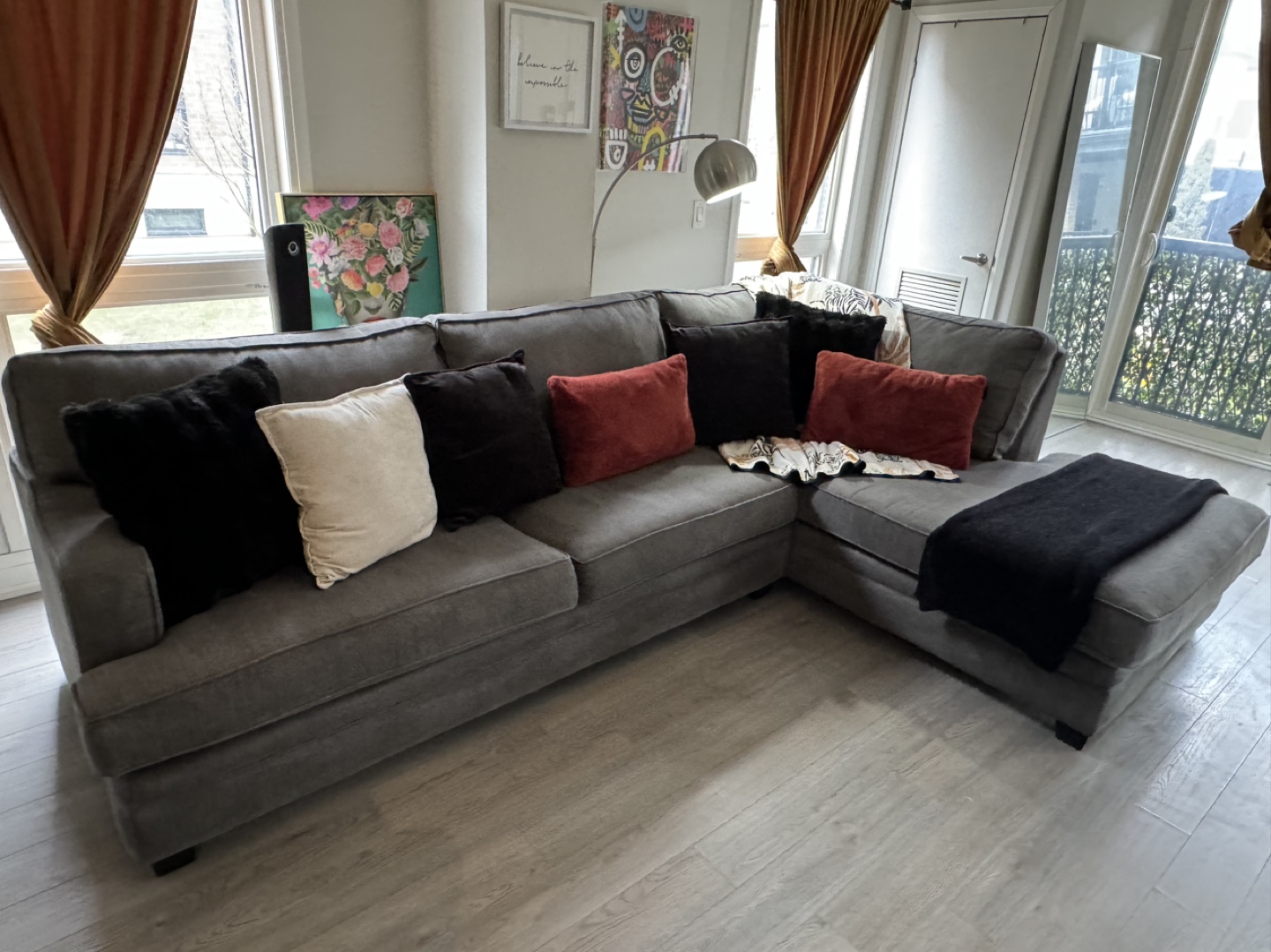 Grey L-Shaped Sectional Sofa