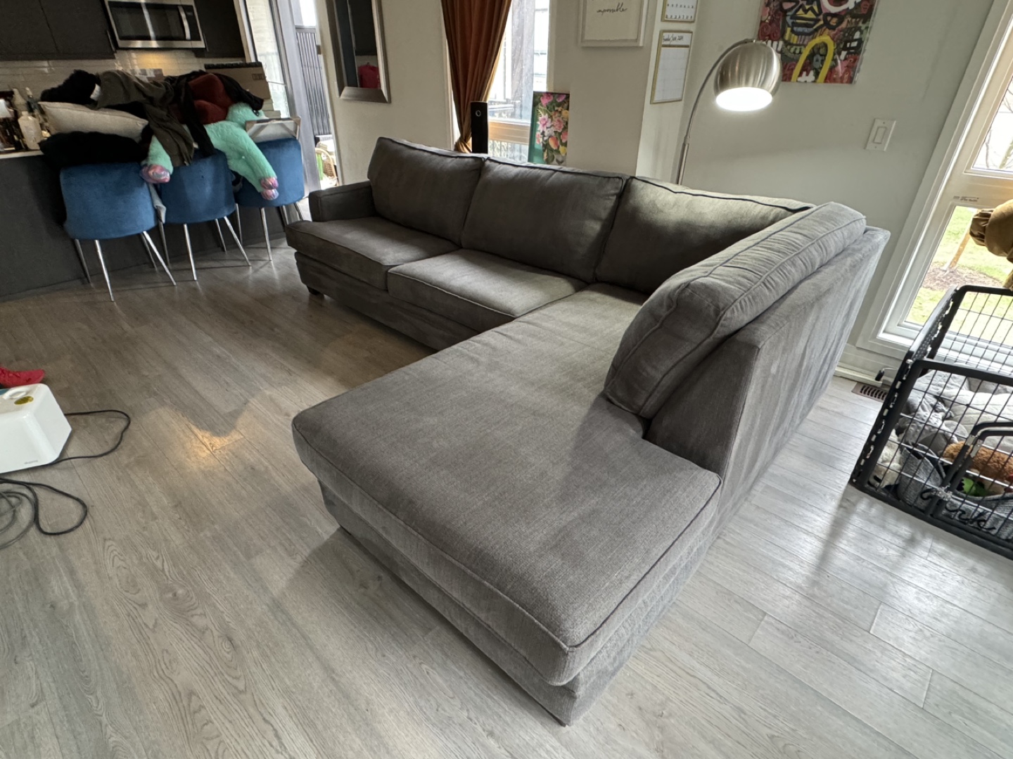 Grey L-Shaped Sectional Sofa - photo 5