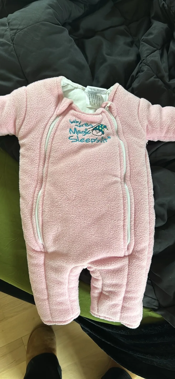 Baby Magic Sleepsuit Pink Fleece Sleeper 3-6m thumbnail