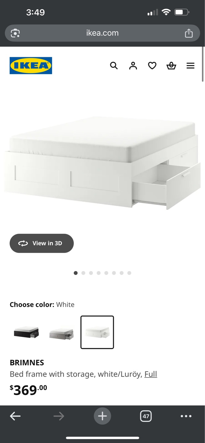 IKEA BRIMNES Full Bed Frame with Storage - White