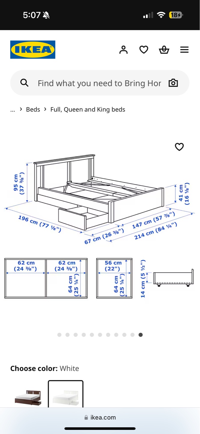 IKEA SONGESAND Queen Bed Frame - White