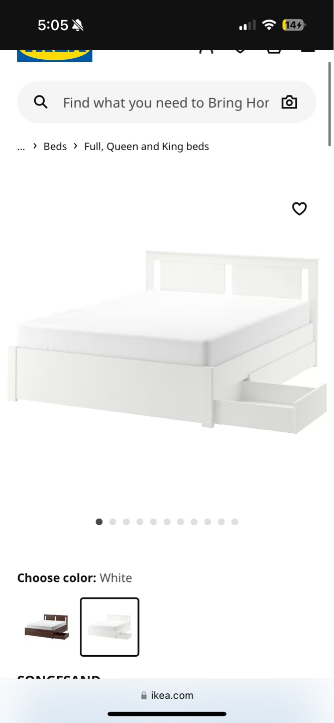 IKEA SONGESAND Queen Bed Frame - White - photo 2