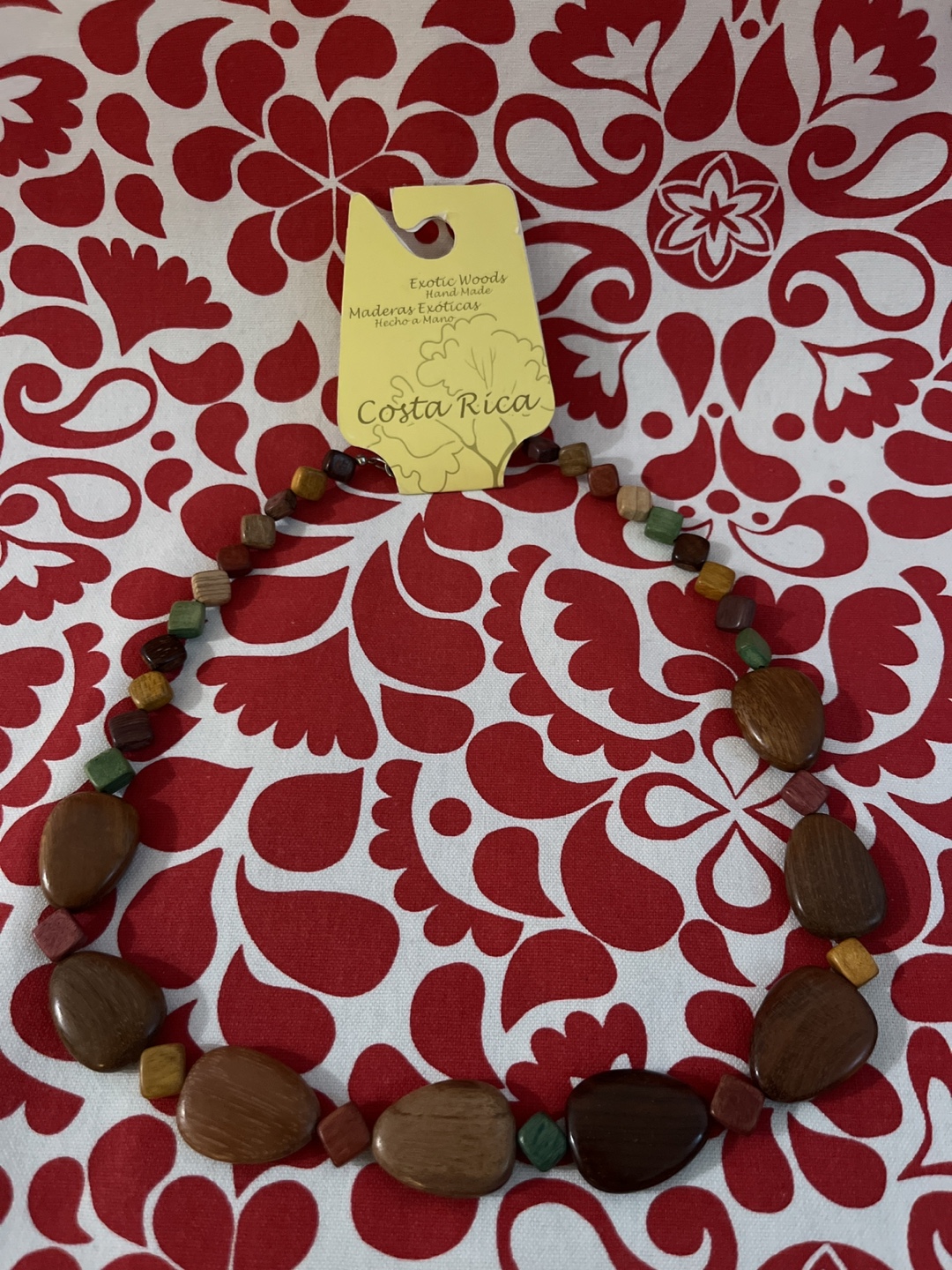 Hand-Made Wooden Bead Necklace from Costa Rica