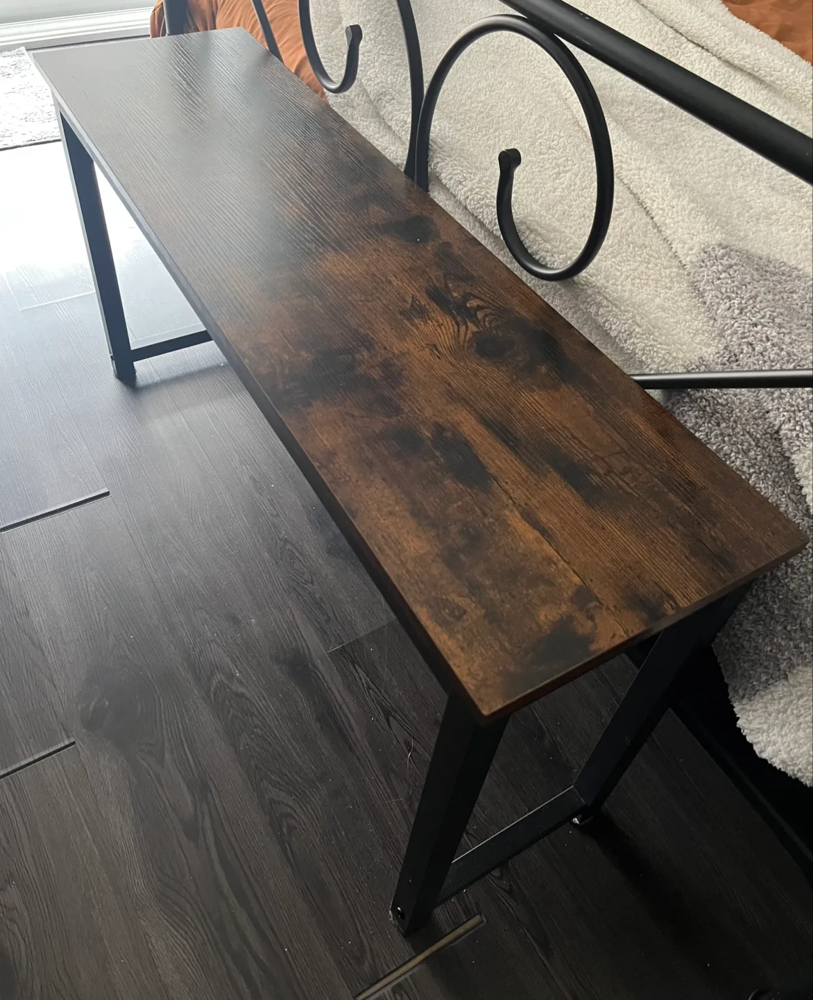 Rustic Bench with Black Metal Legs image indicator(2)