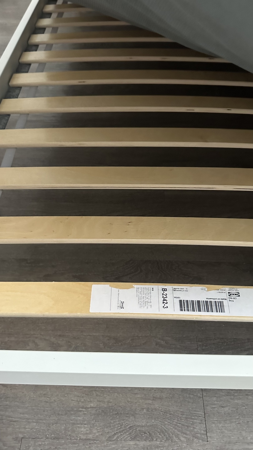 Wooden slat bed frame - disassembled. 2 pieces for queen bed